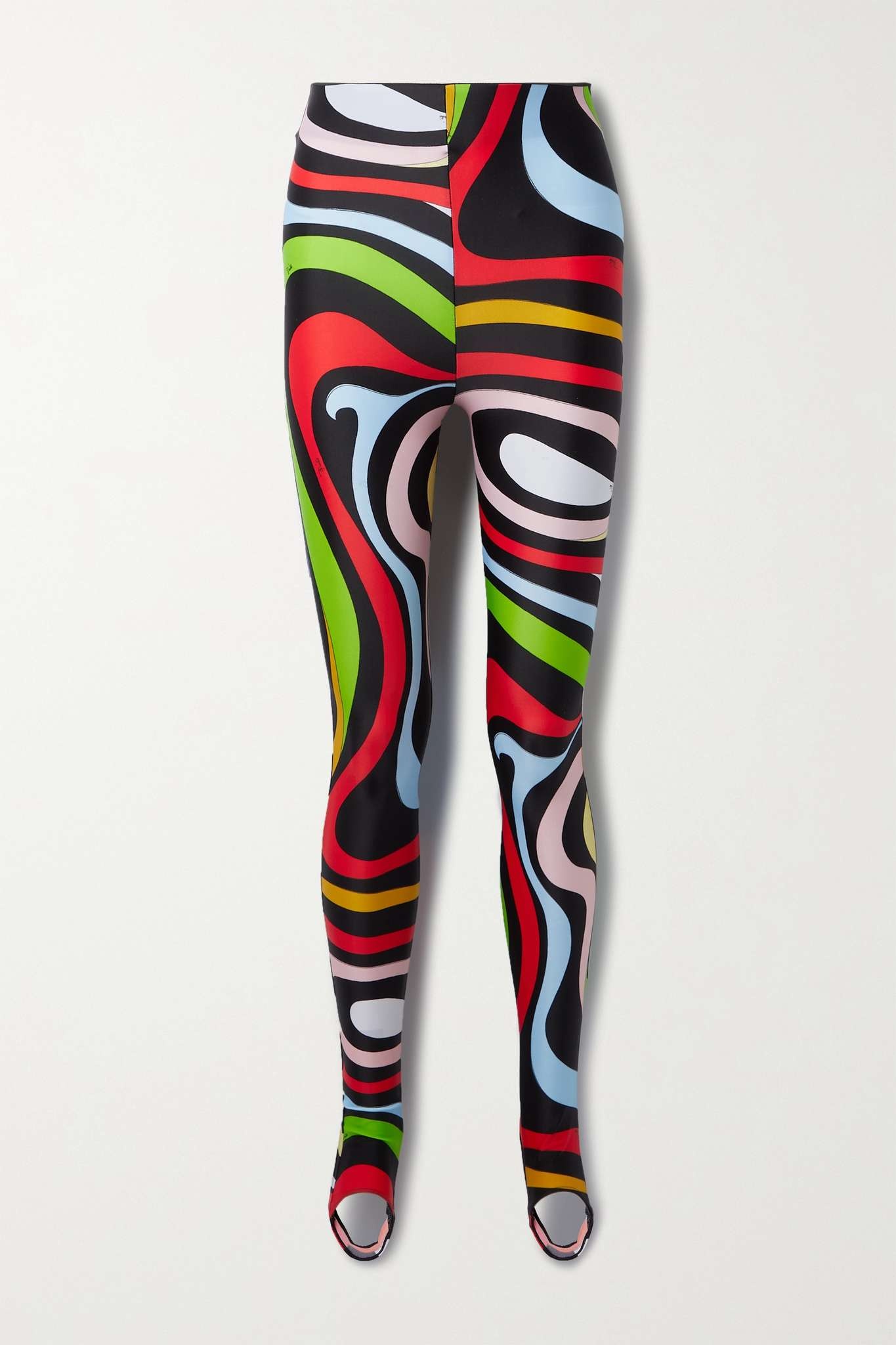 Printed stretch stirrup leggings - 1