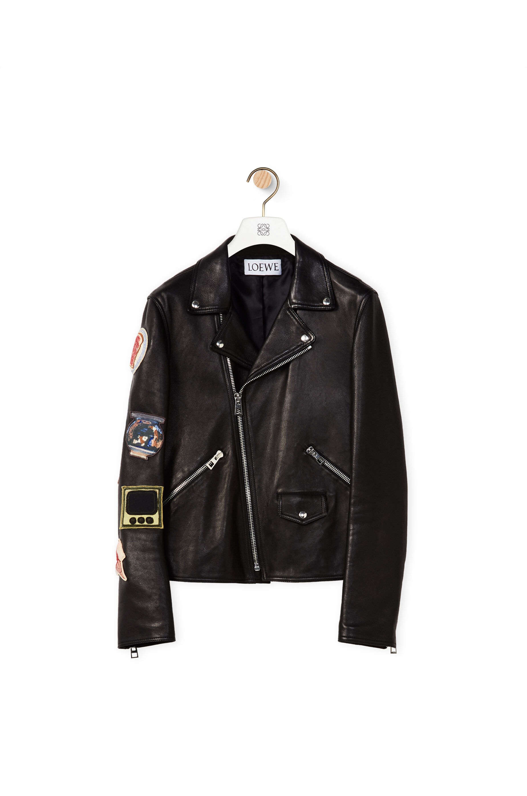 Biker jacket with patches in nappa - 1