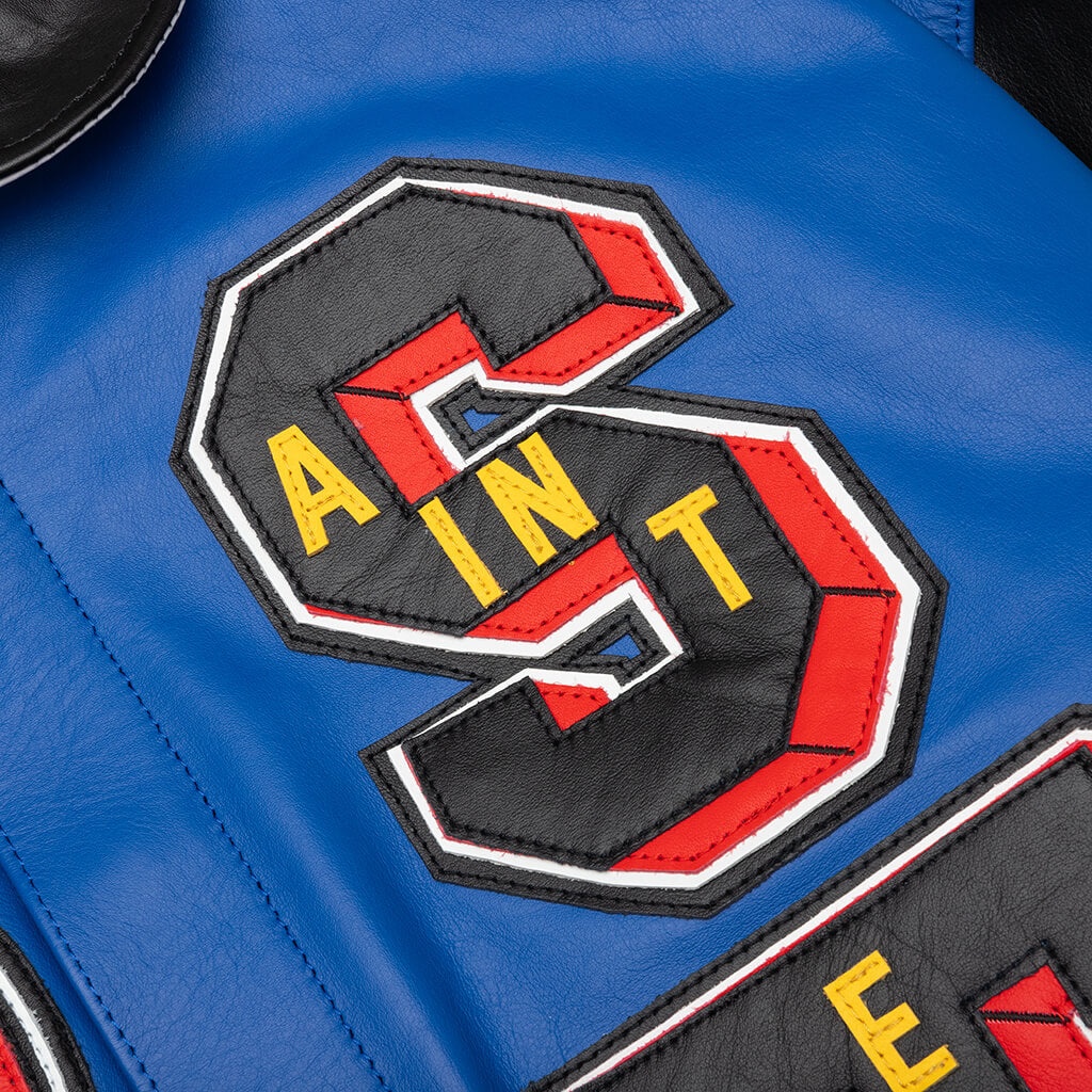 SAINT MICHAEL X DENIM TEARS HOLY GRAIL VARSITY JACKET - BLUE - 3