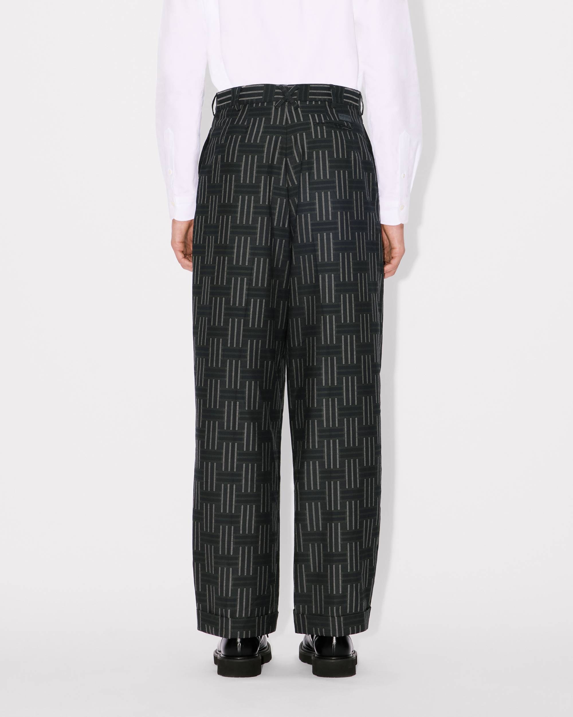 'KENZO Weave' straight pleated tailored pants in wool and cotton - 5