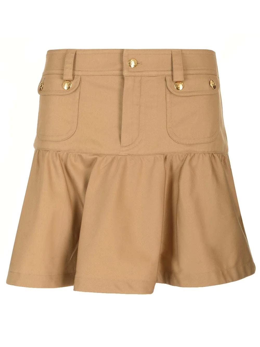 Celine Women Mini Volants Skirt Light Cotton Twill Caramel - 1