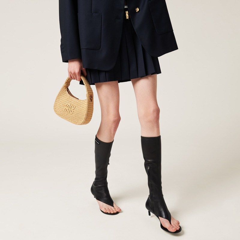 Stretch nappa leather thong boots 5