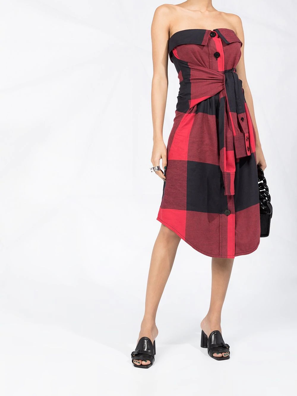 plaid strapless dress - 2