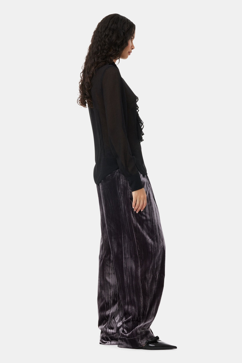 BLACK CHIFFON RUFFLE SHIRT 4