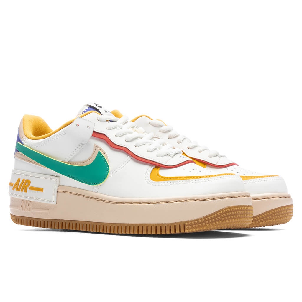 NIKE WOMENS AIR FORCE 1 SHADOW - SUMMIT WHITE/NEPTUNE GREEN/YELLOW - 2