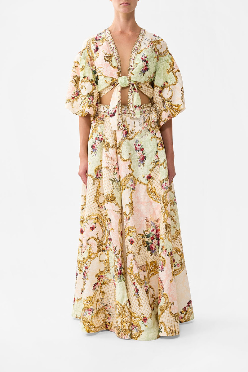 CAMILLA TIE FRONT PUFF SLEEVE TOP outlook