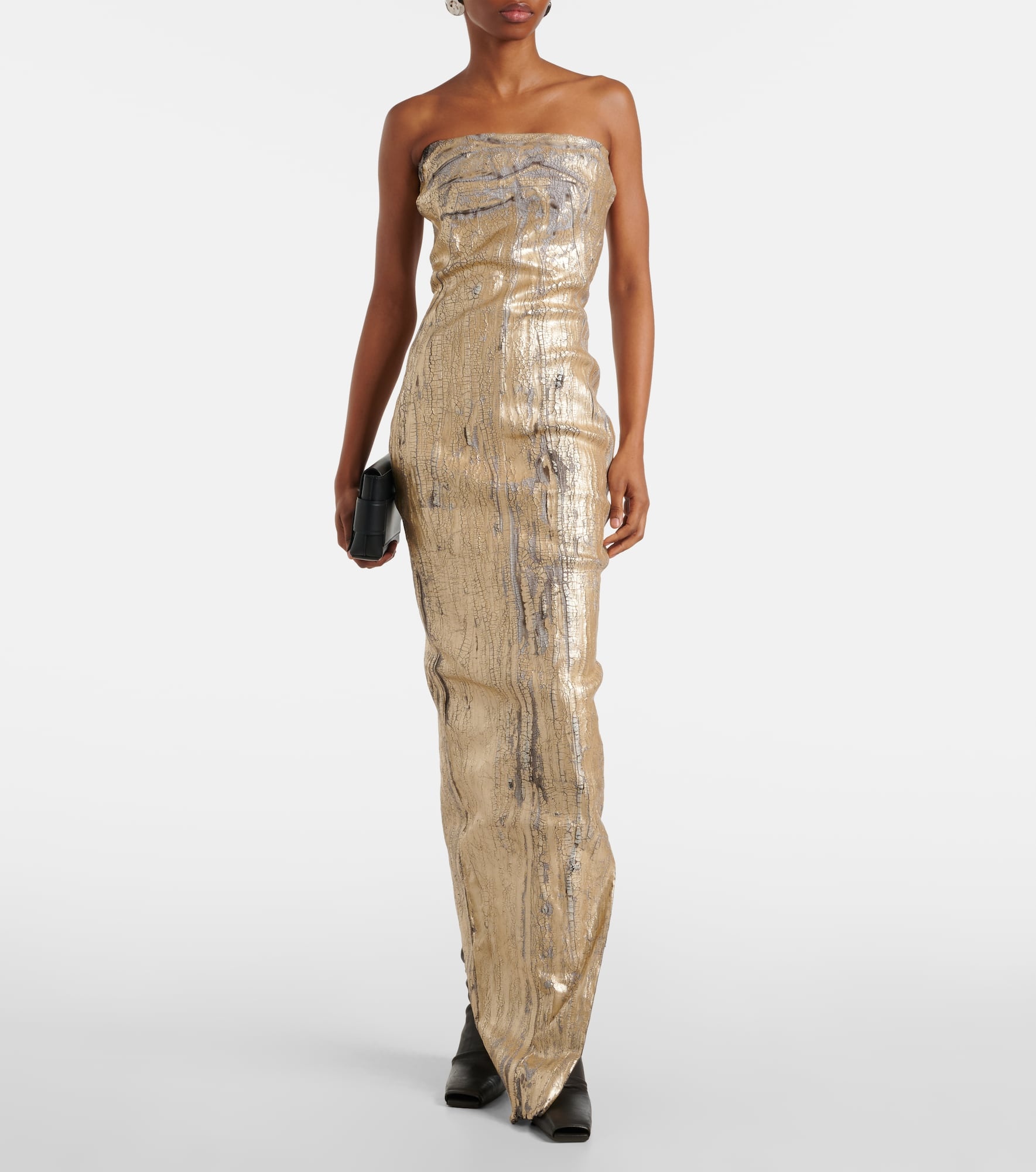 Coated denim bustier gown - 2