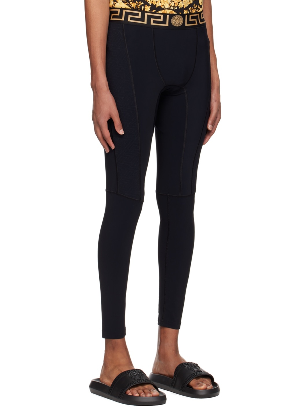 Black Paneled Lounge Pants - 2