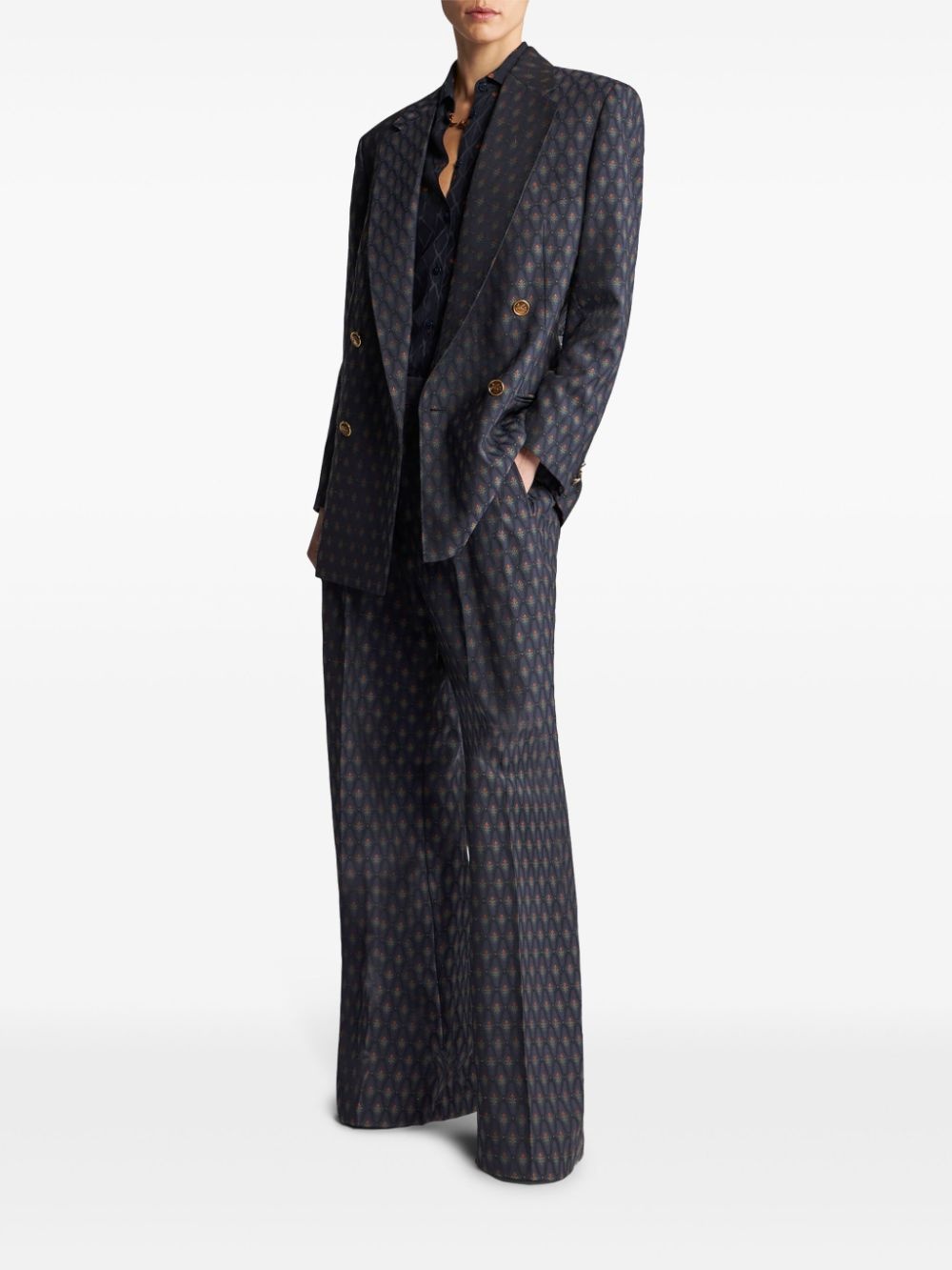 double-breasted wool jacquard jacket - 2