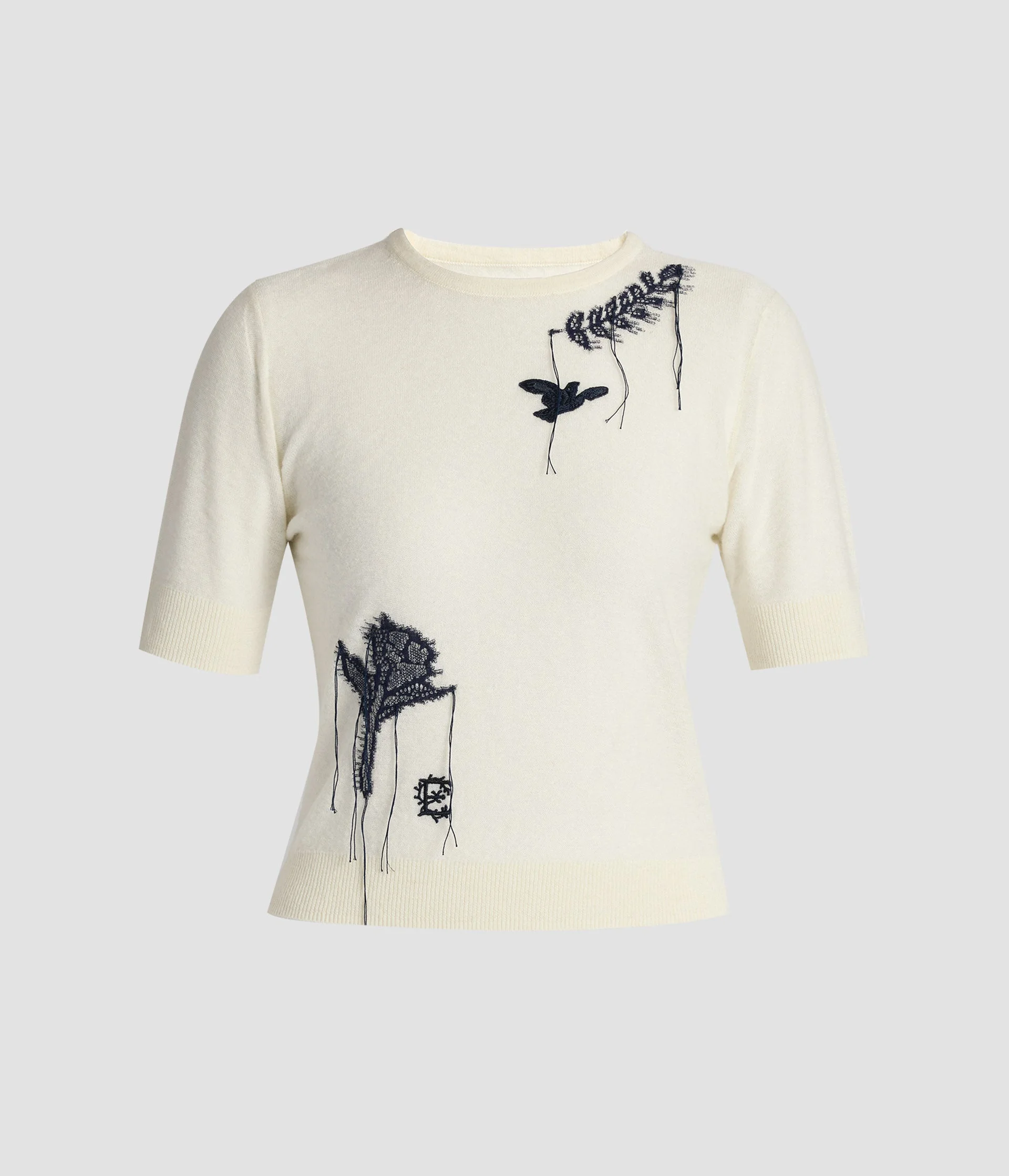 FINE ALPACA BLEND SHORT SLEEVE CREW JUMPER - 1