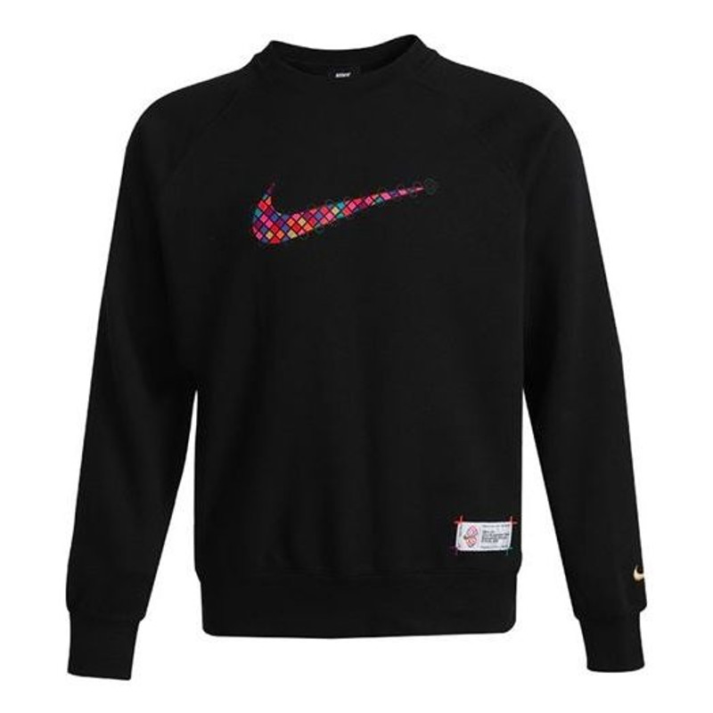 Nike Sportswear Front Swoosh Casual Sports Crew-neck 'Black Red' DH1381-010 - 1