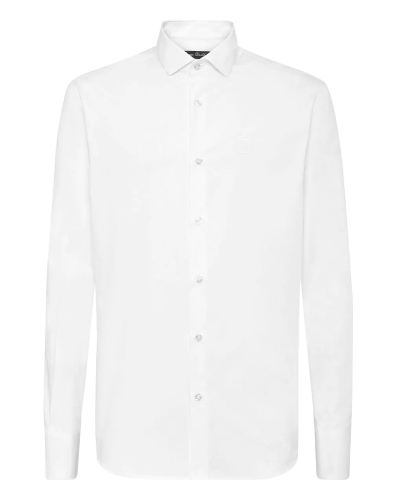 Hexagon embroidery dress shirt 1