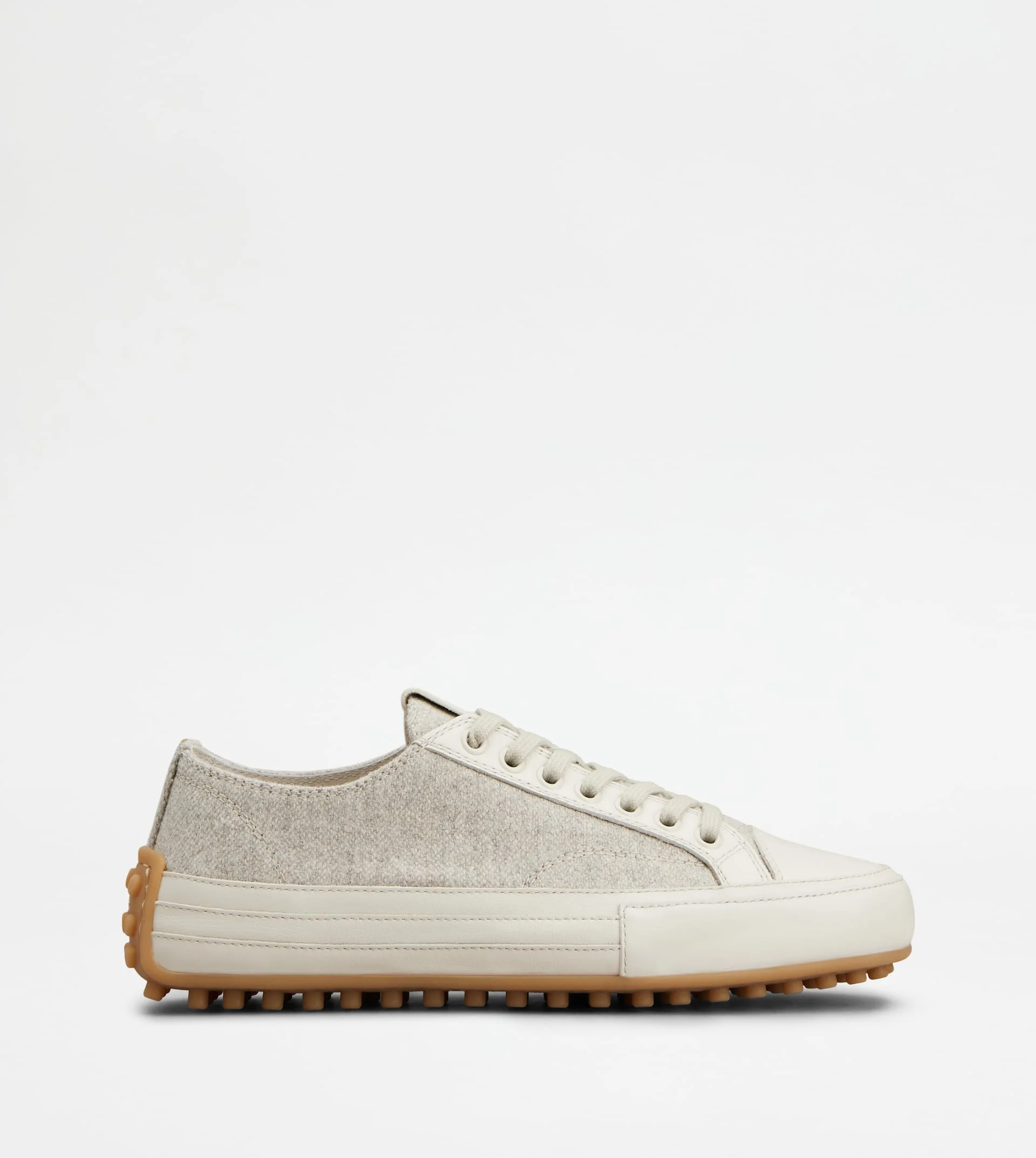 SNEAKERS IN FABRIC AND LEATHER - GREY, OFF WHITE - 1