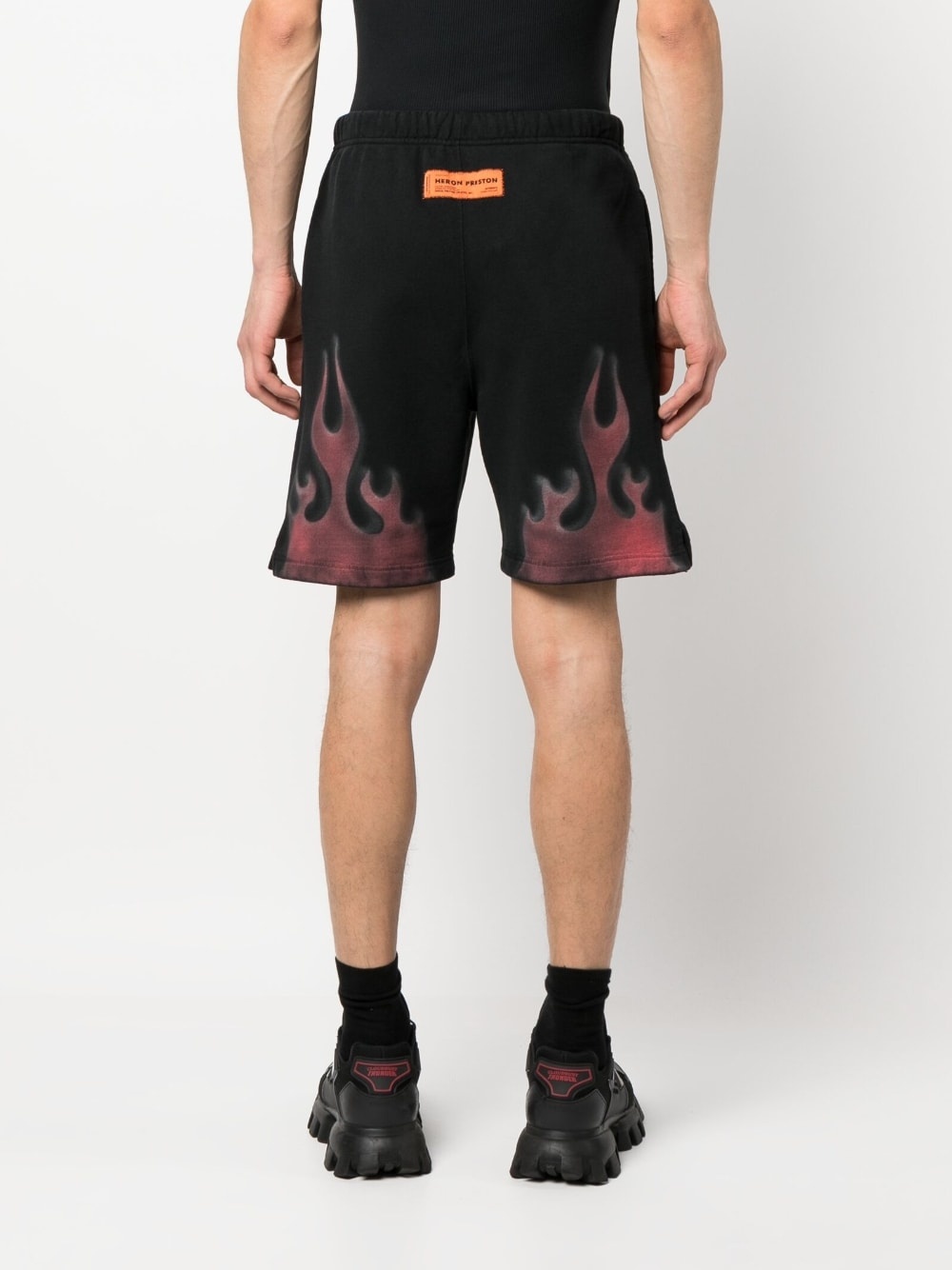 flame-print cotton shorts - 4
