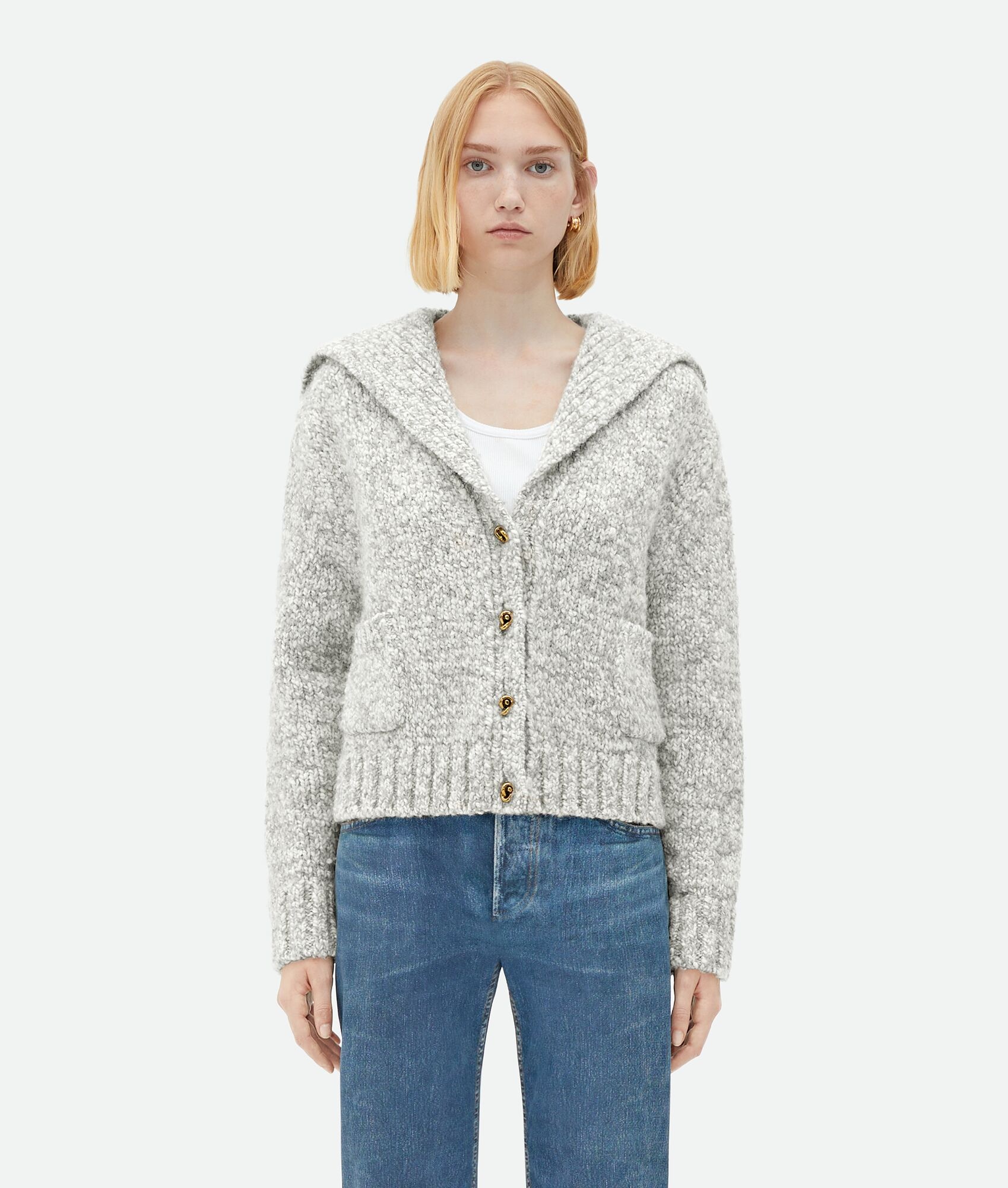 Alpaca Cardigan With Knot Buttons - 1
