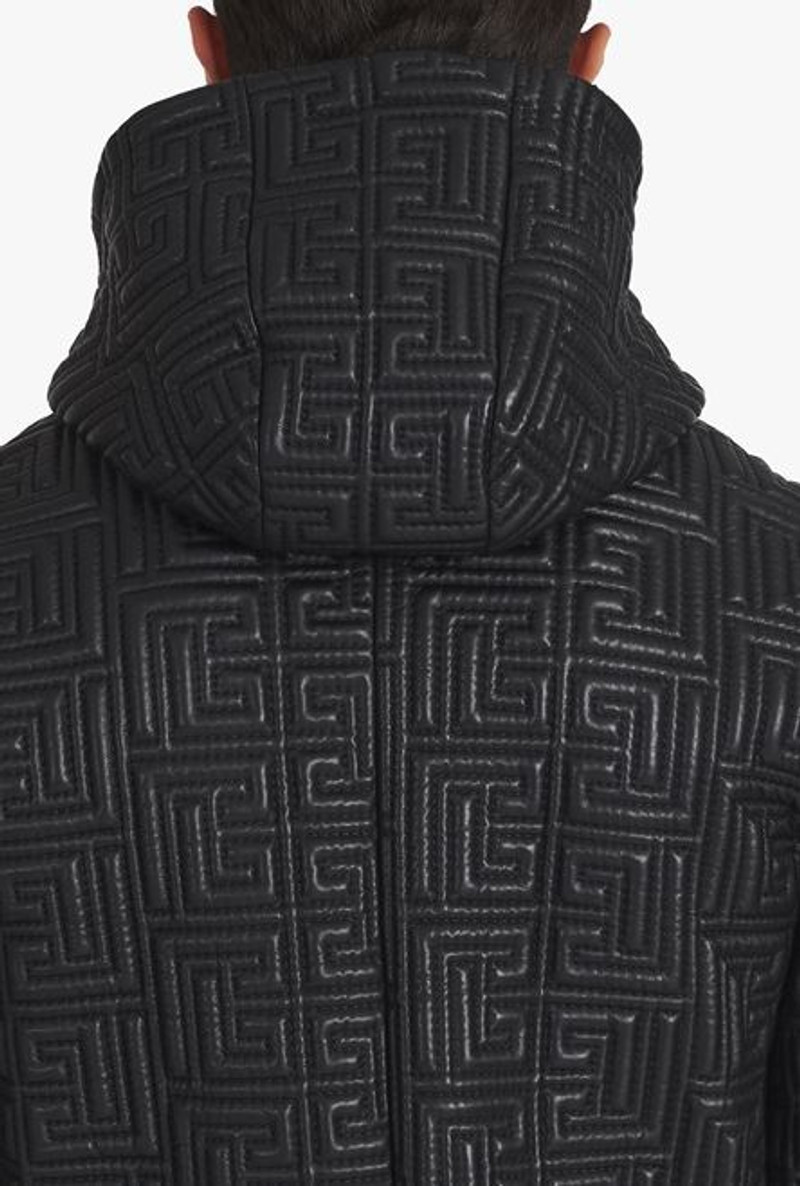 Black quilted leather sweatshirt with Balmain monogram 9