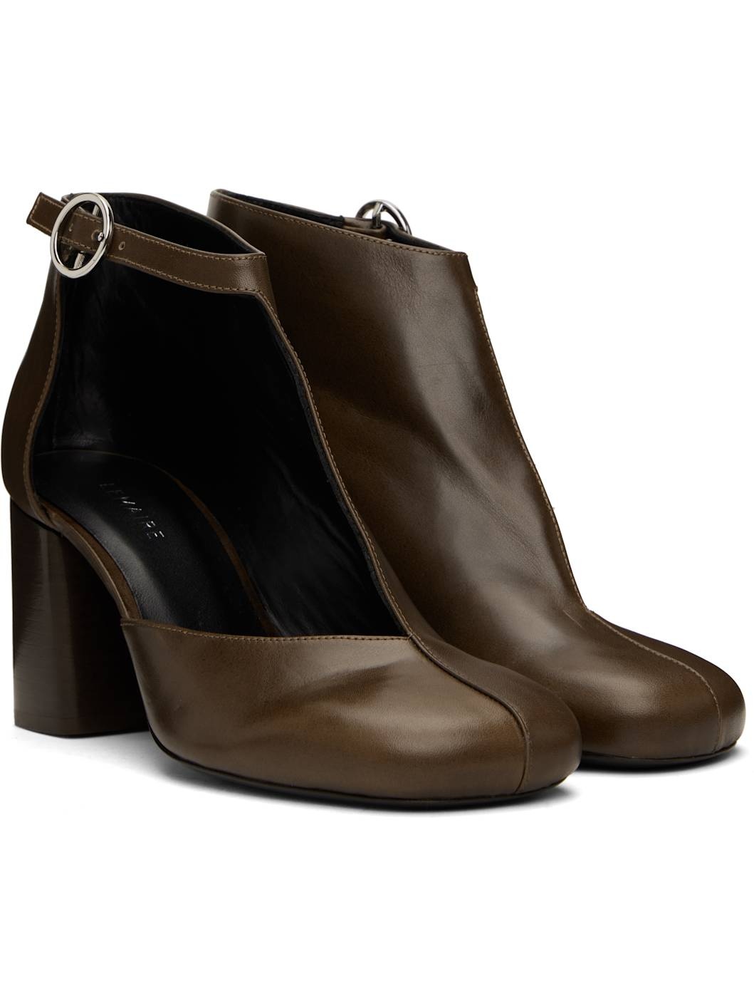 Brown Cut Out Ankle Boots - 4