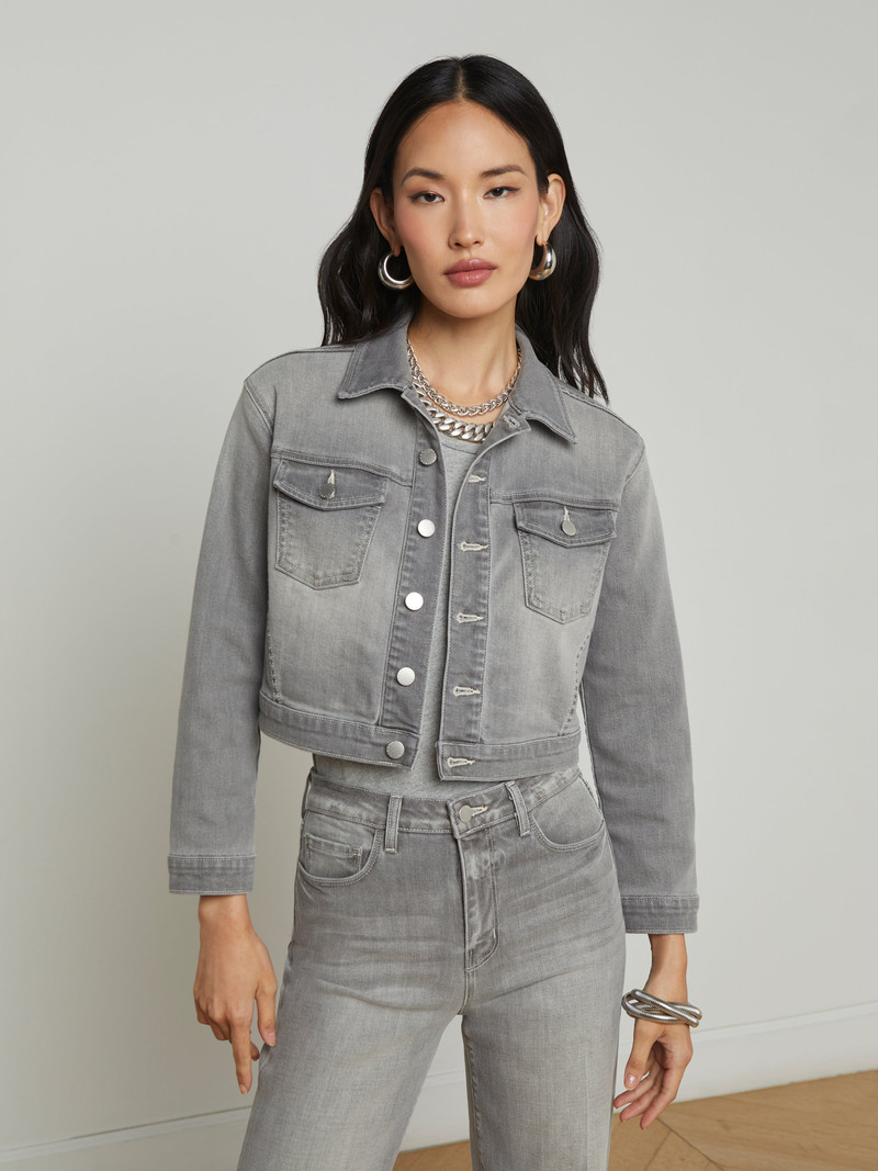 L'AGENCE Koda Cropped Denim Jacket outlook