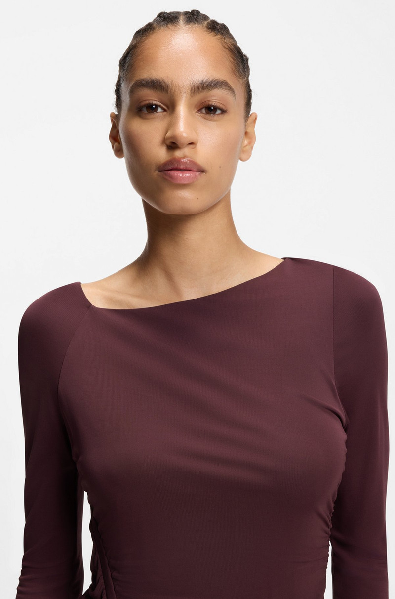 LONG-SLEEVED DRESS IN MATTE JERSEY WITH GATHERED DETAILS 4
