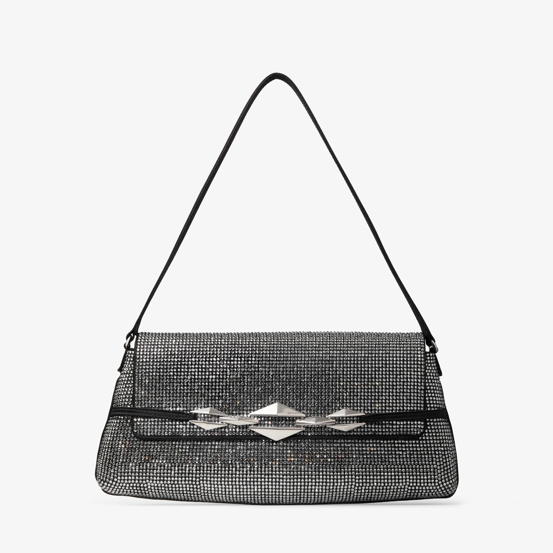 Diamond Shoulder East-West
Black Satin Crystal Shoulder Bag - 1