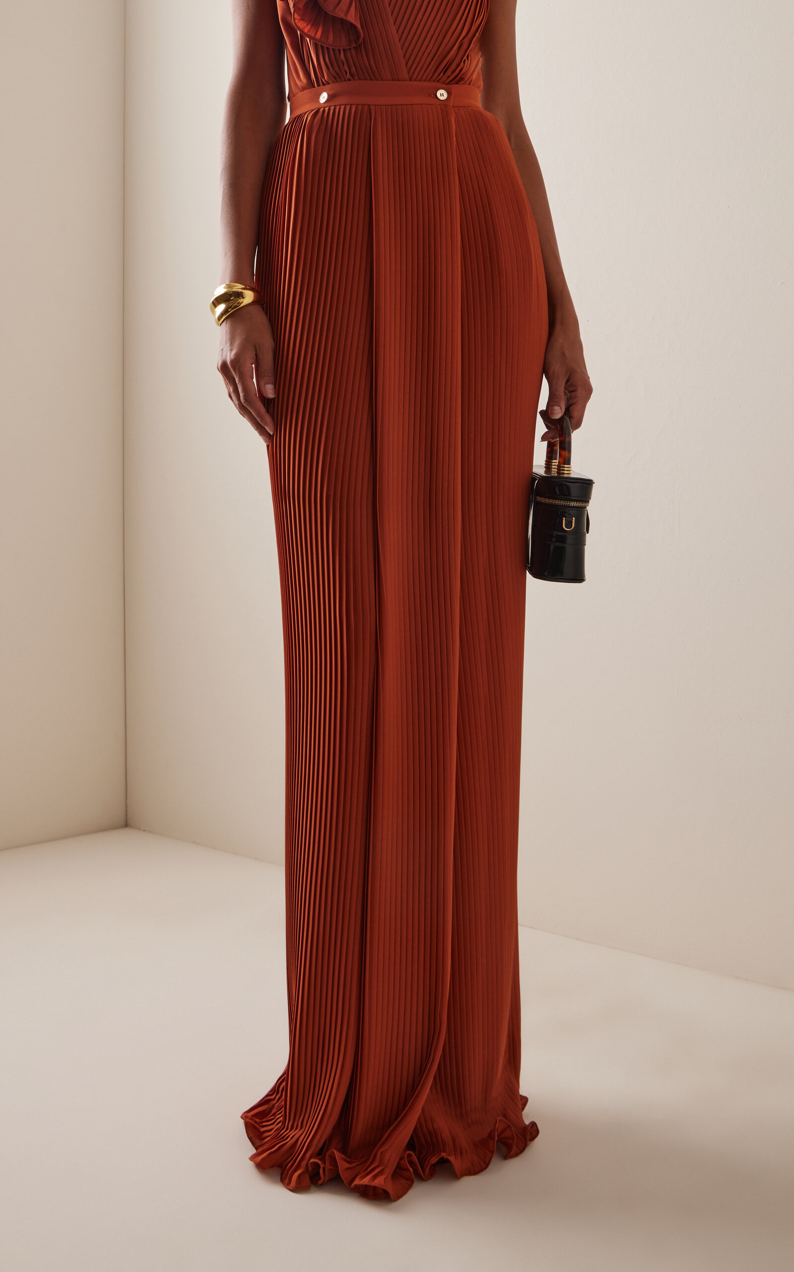 Plissé Chiffon Maxi Skirt orange - 3