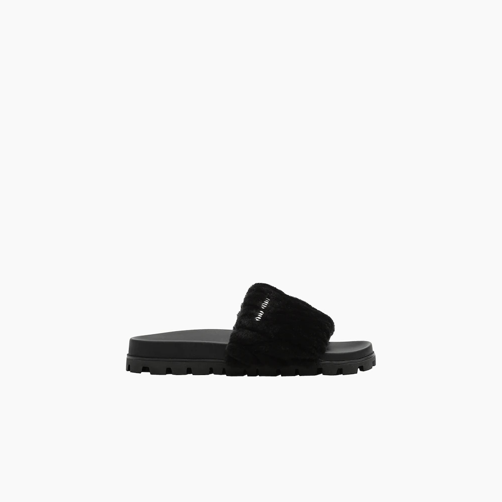 Matelassé shearling slides - 2