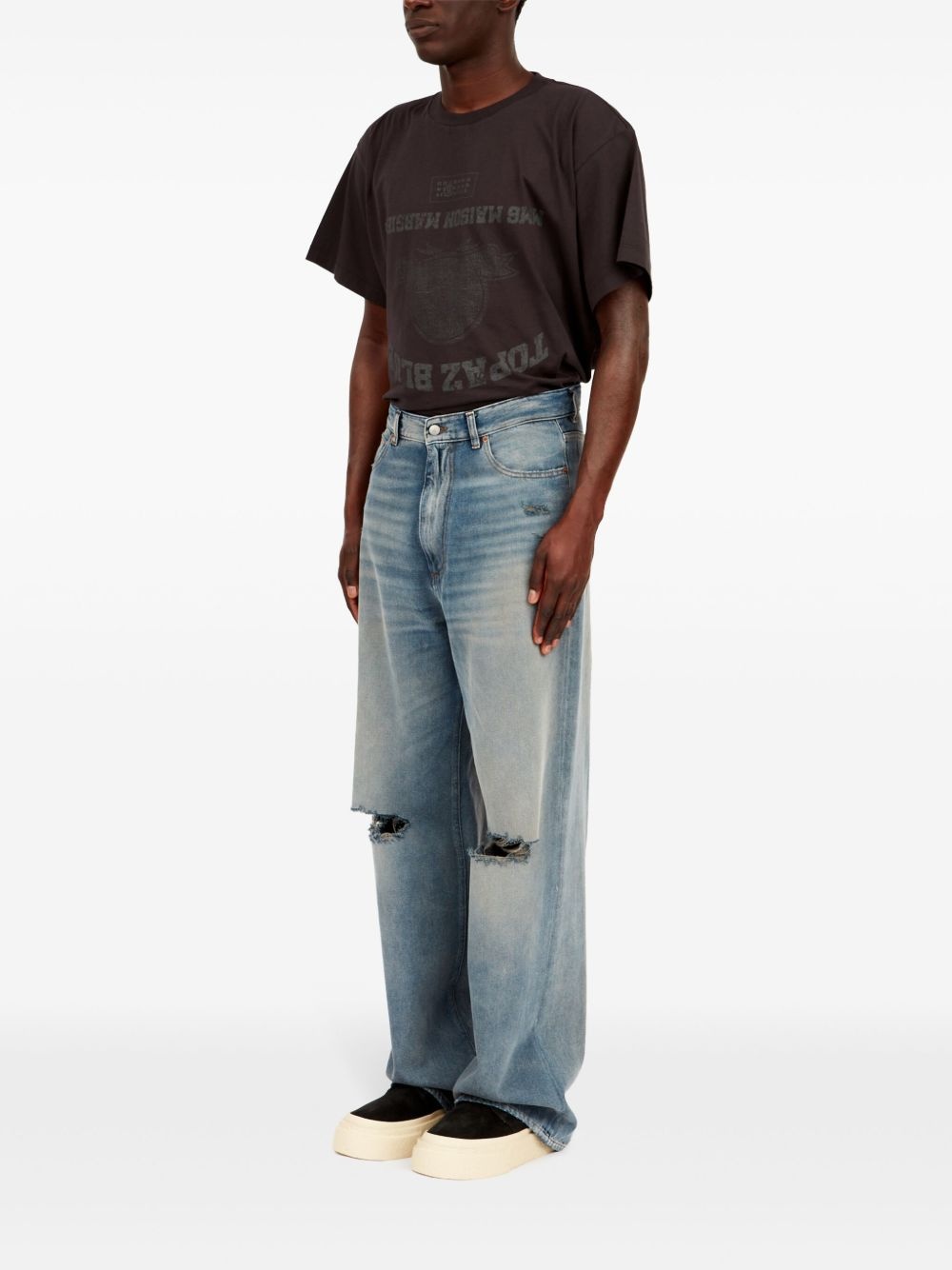 ripped wide-leg jeans - 6