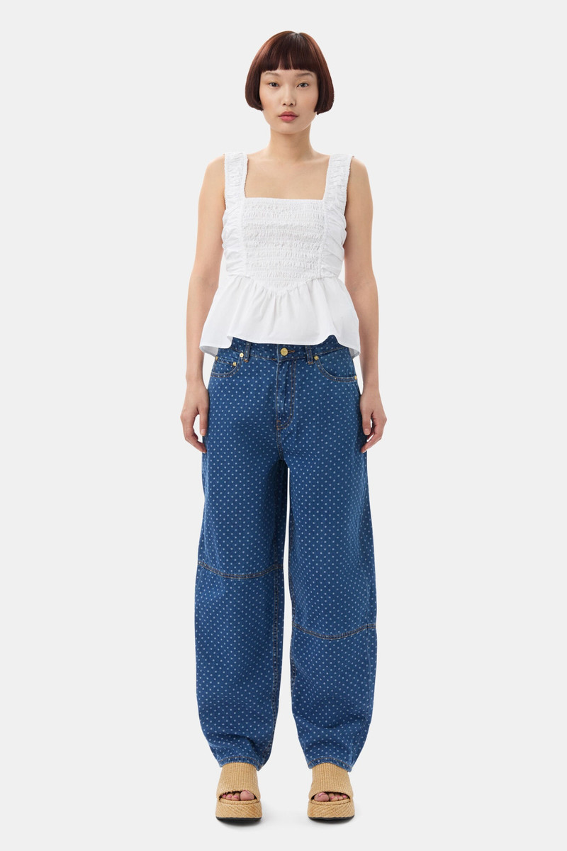 WHITE COTTON POPLIN SMOCK STRAP TOP 3