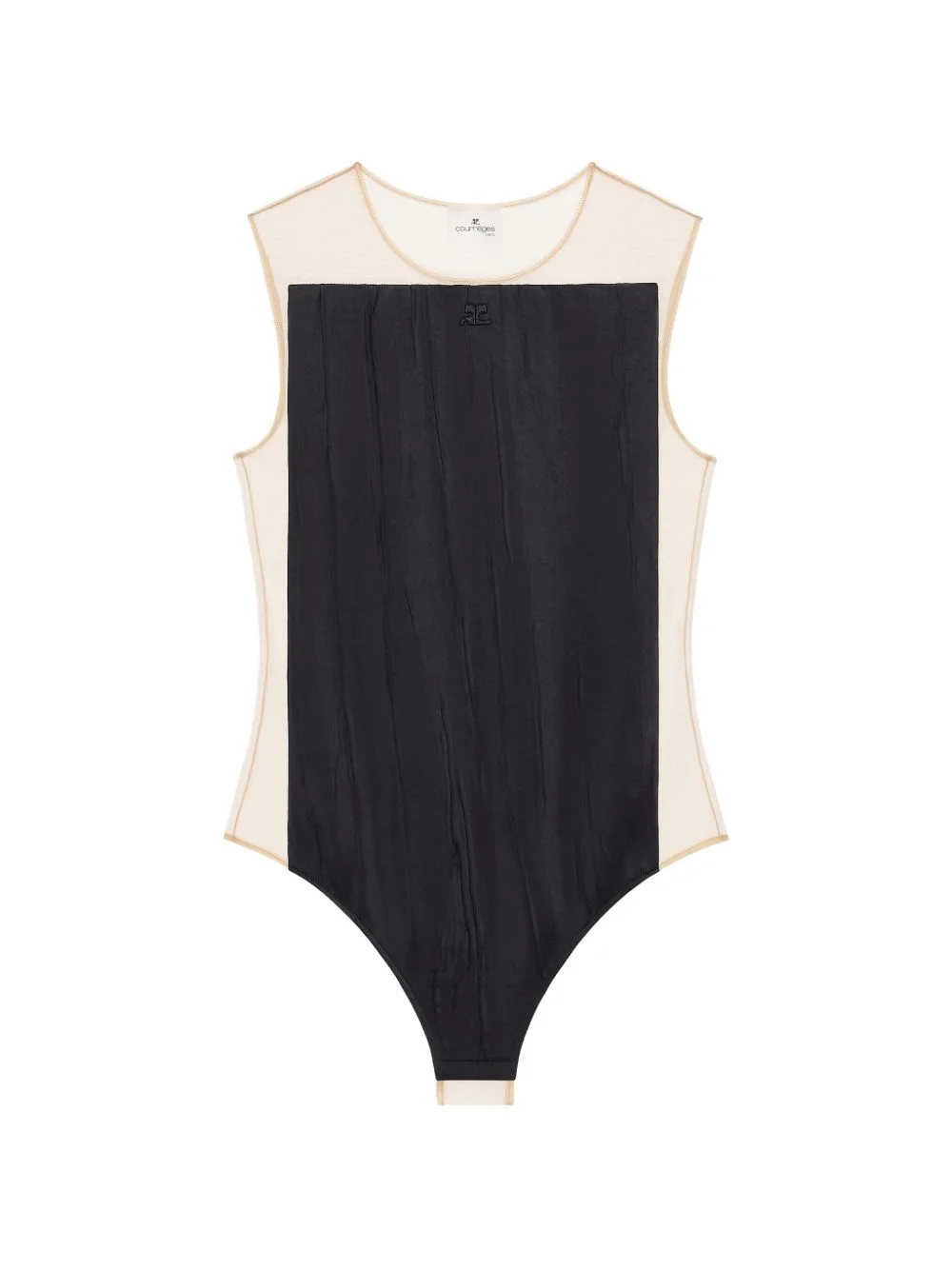Illusion crinkled-satin bodysuit - 1
