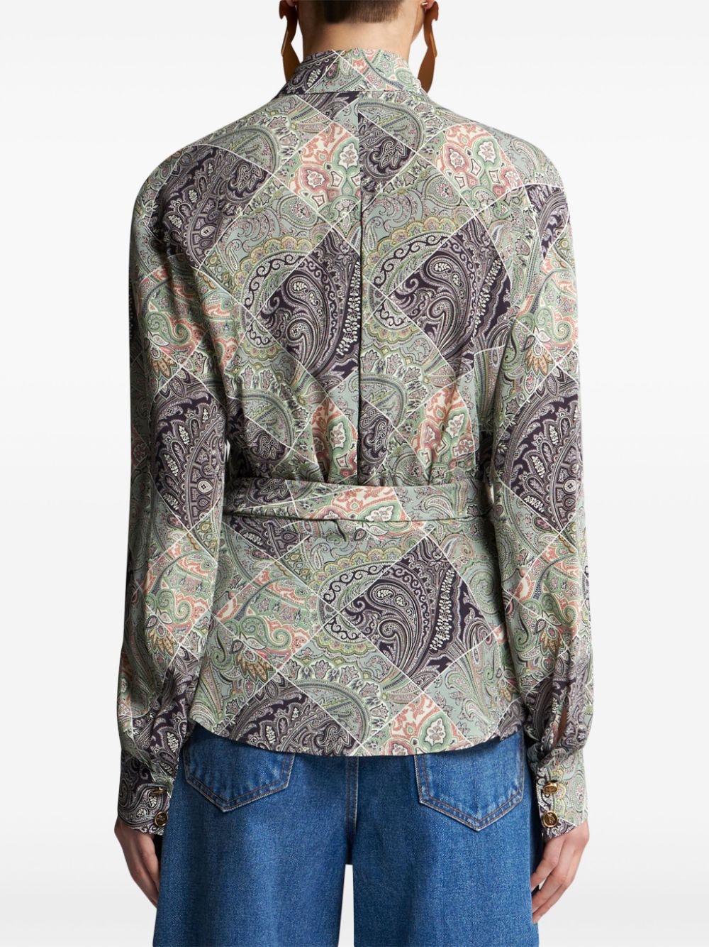 patchwork-print wraparound-style shirt - 4