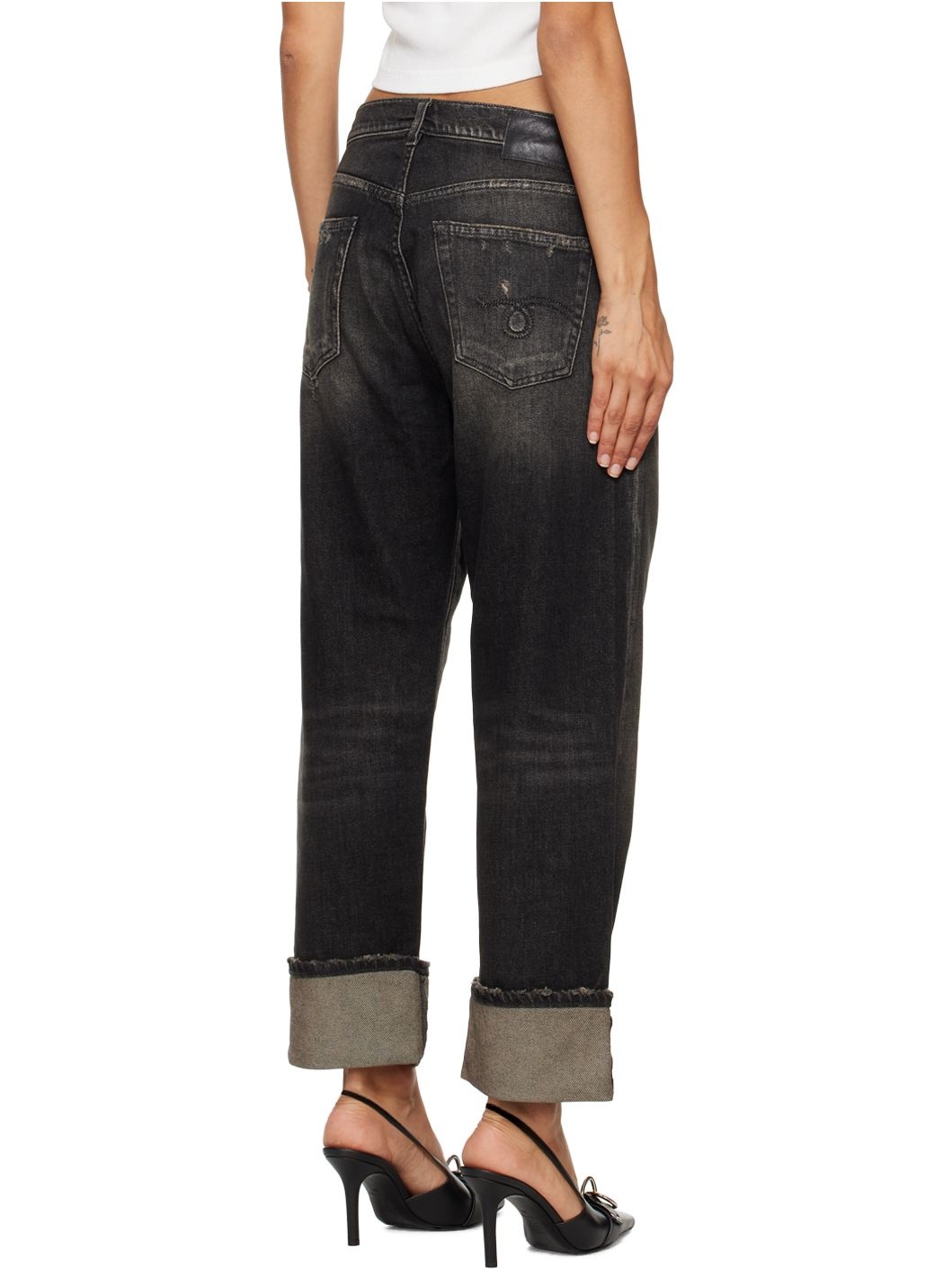 Black Cuffed X-Boyfriend Jeans - 3