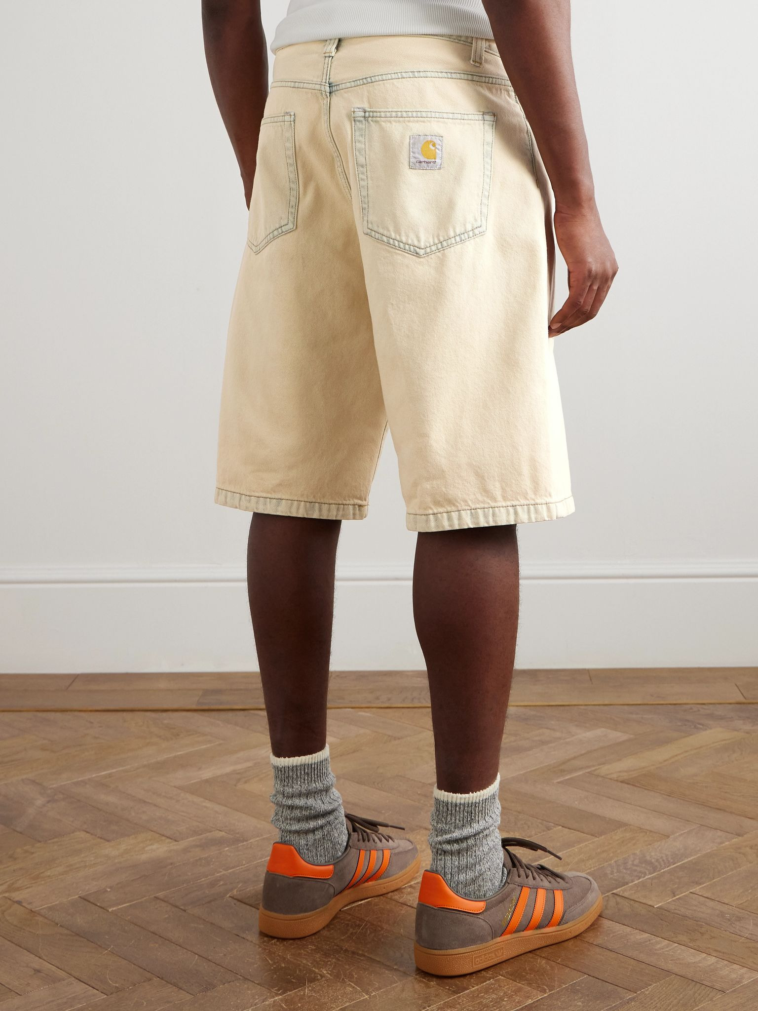 Landon Wide-Leg Denim Shorts Ecru - 4