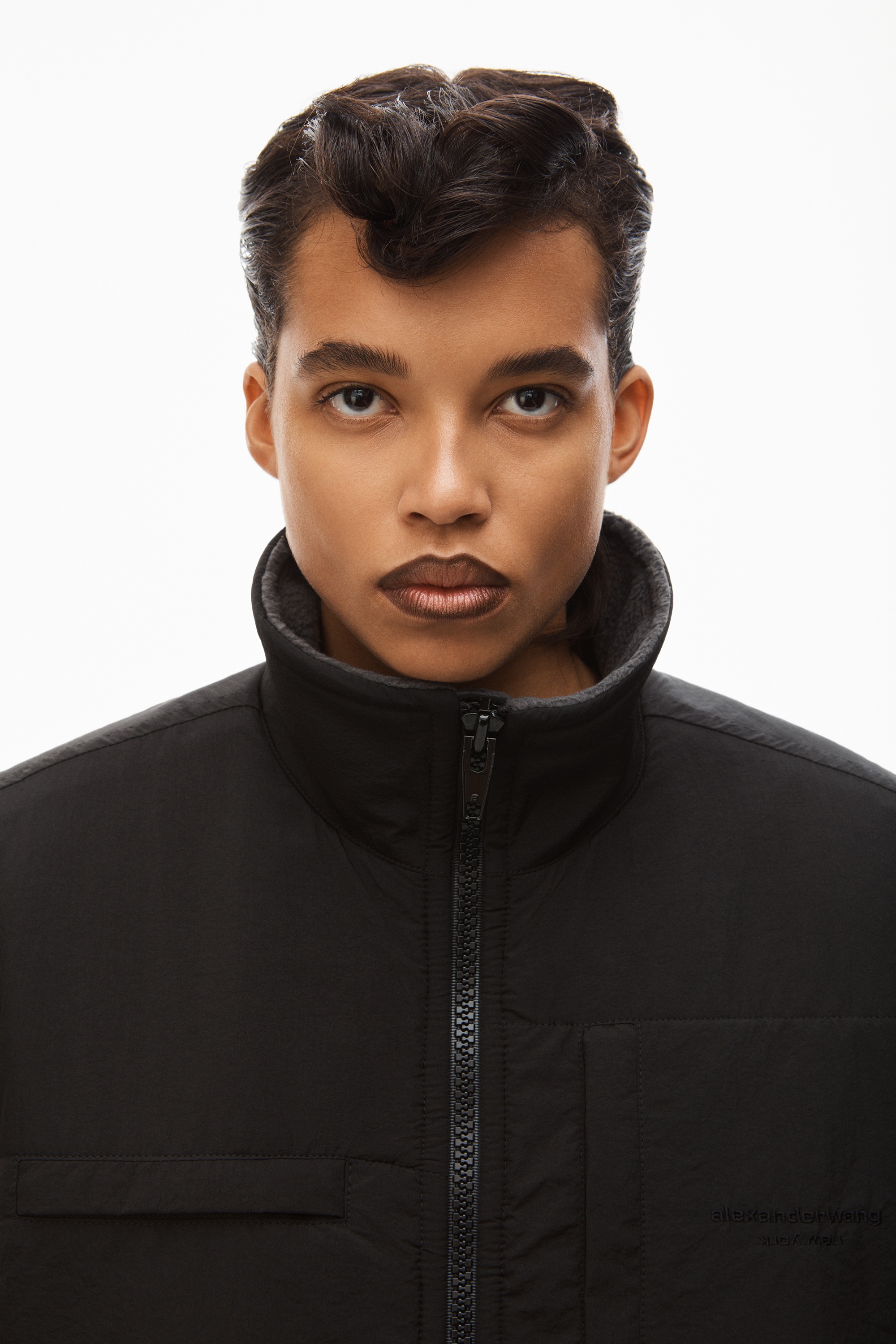 NYLON COMBO VEST IN PLUSH DOUBLE FLEECE - 4