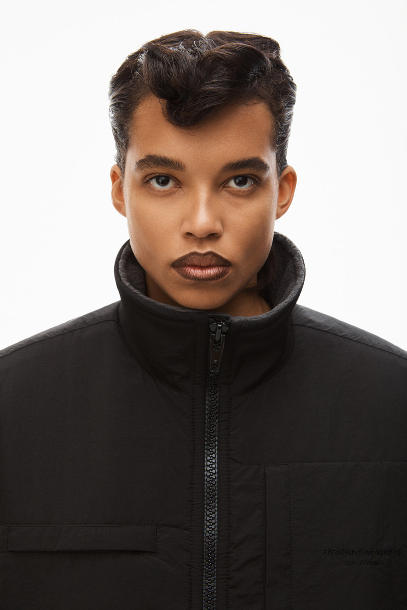 NYLON COMBO VEST IN PLUSH DOUBLE FLEECE 4