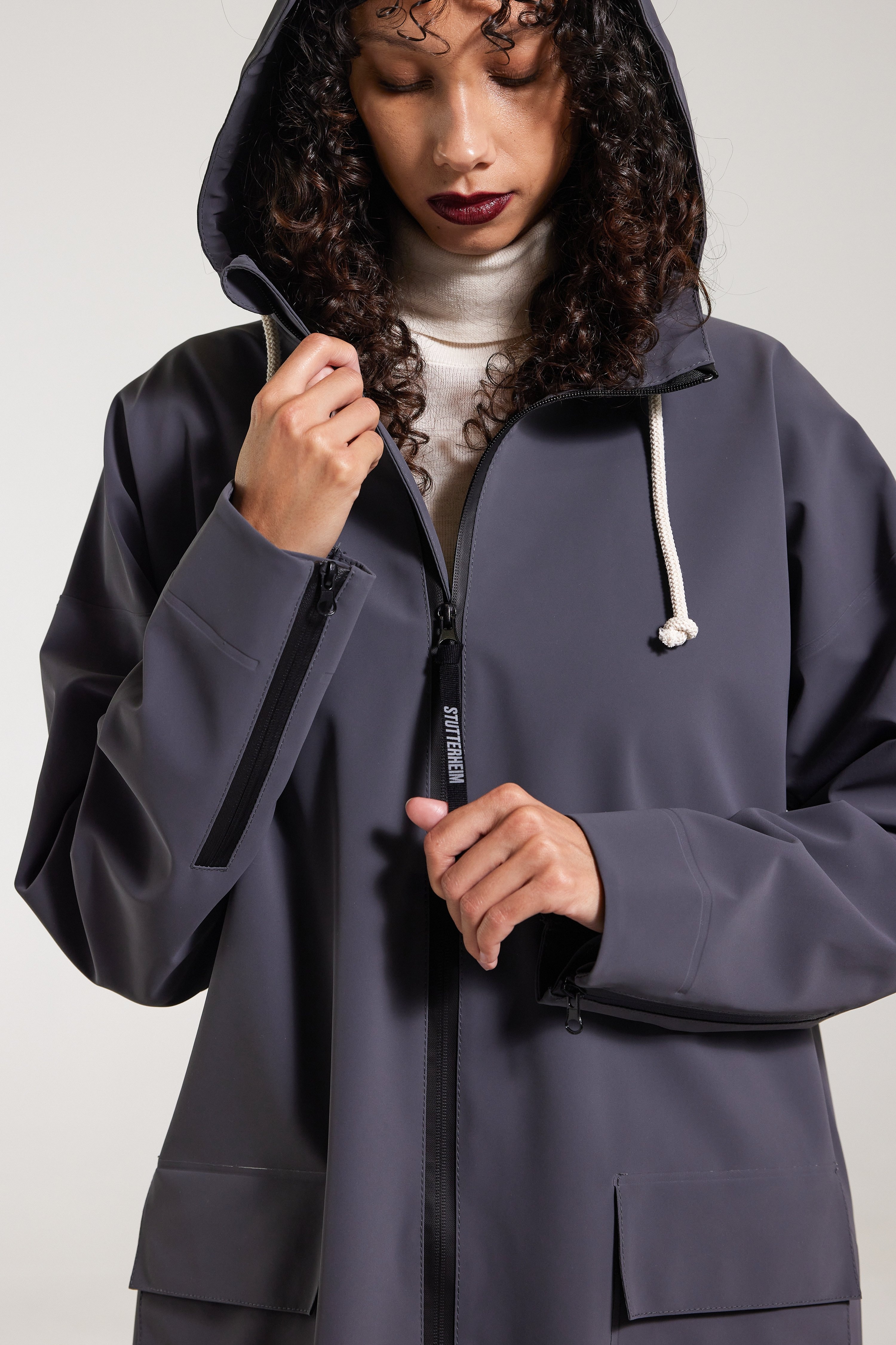 Sandviken Long Zip Matte Raincoat Metal - 5