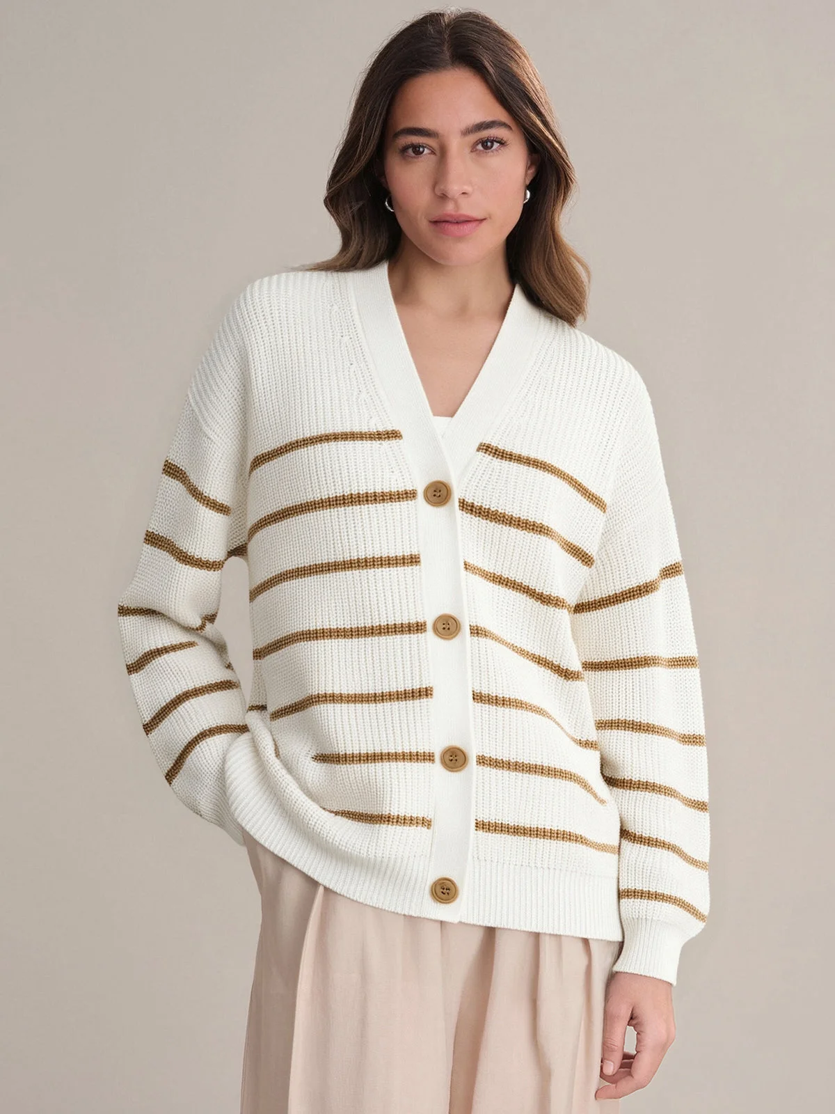 Emilia: Stripe Cotton Cocoon Cardigan - 1