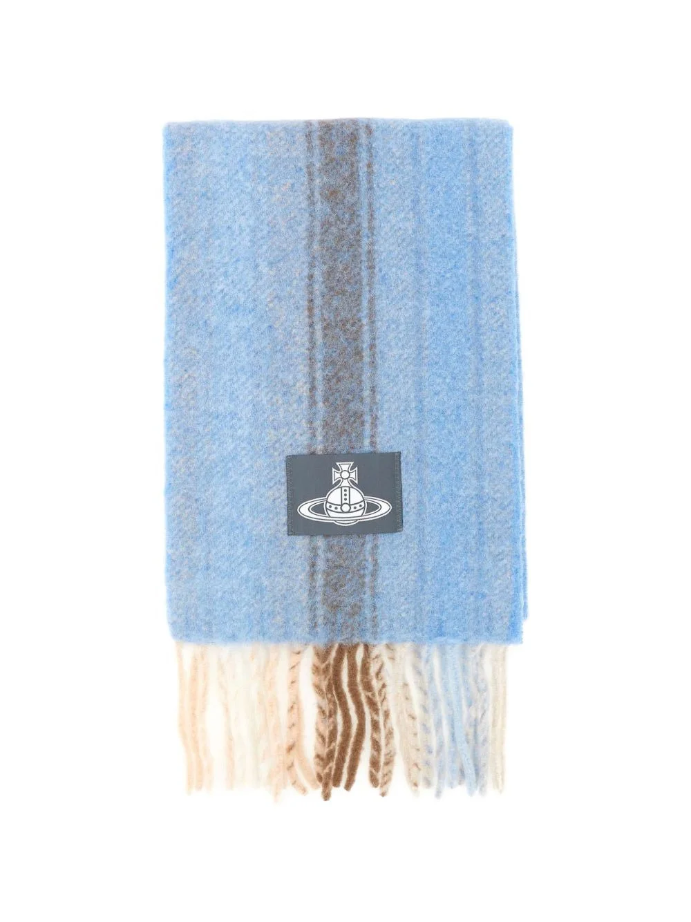 striped logo-patch scarf - 1