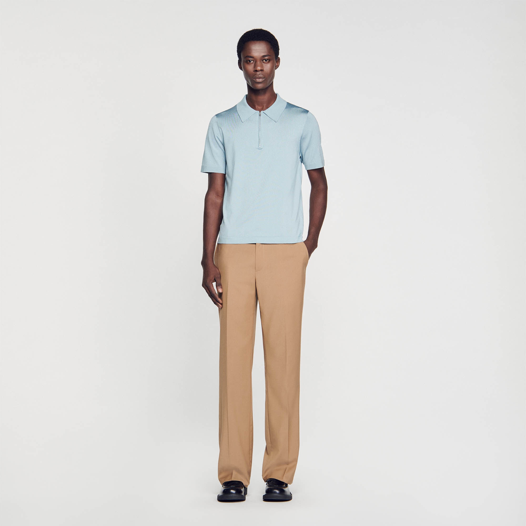 KNITTED POLO SHIRT WITH ZIP COLLAR - 2