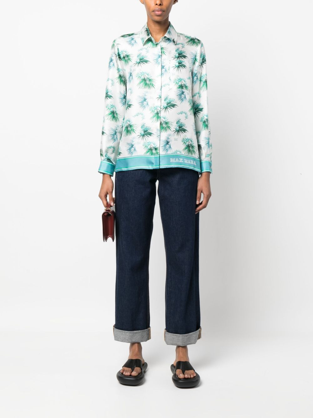 floral-print silk shirt - 2