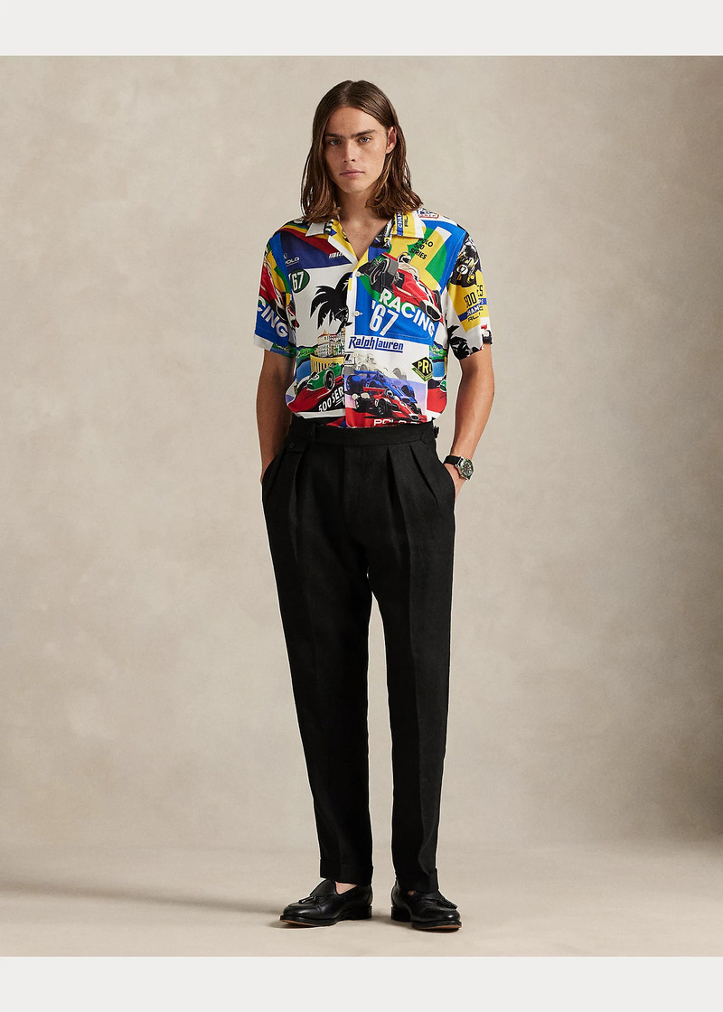 Classic Fit Racing-Print Camp Shirt 3