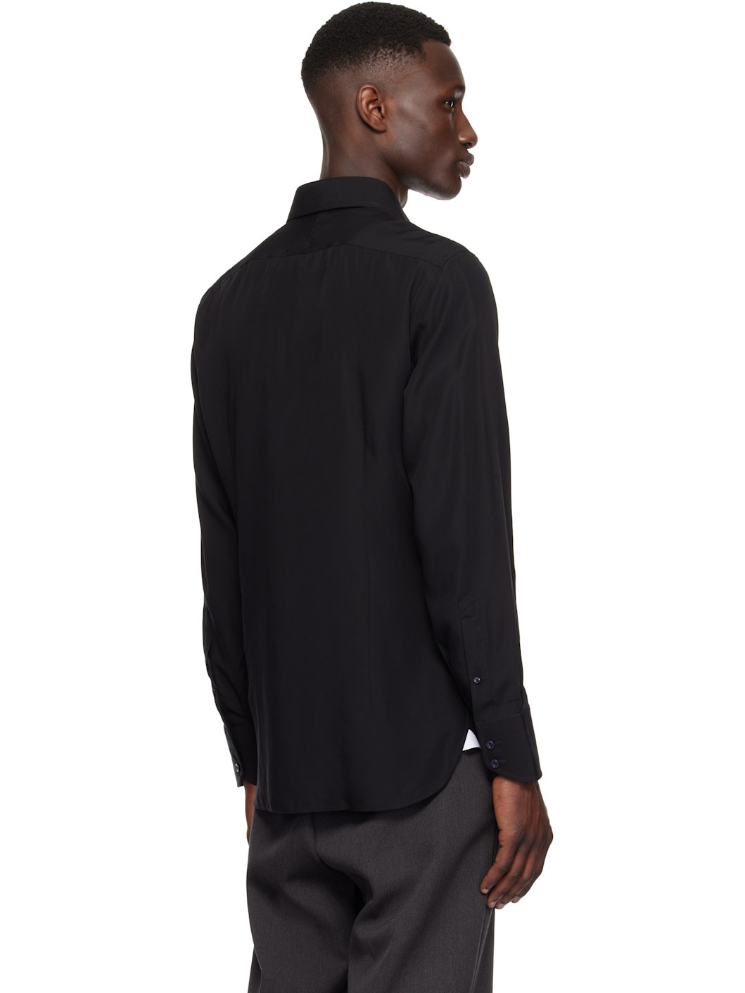 Black Lightweight Lyocell Slim Fit Shirt - 3