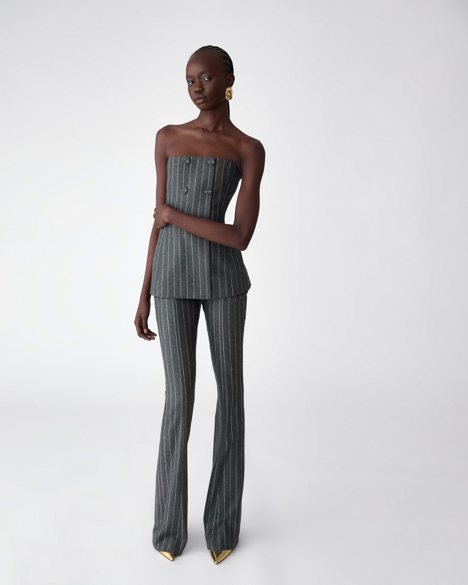 Pinstripe Bootcut Pants - 4