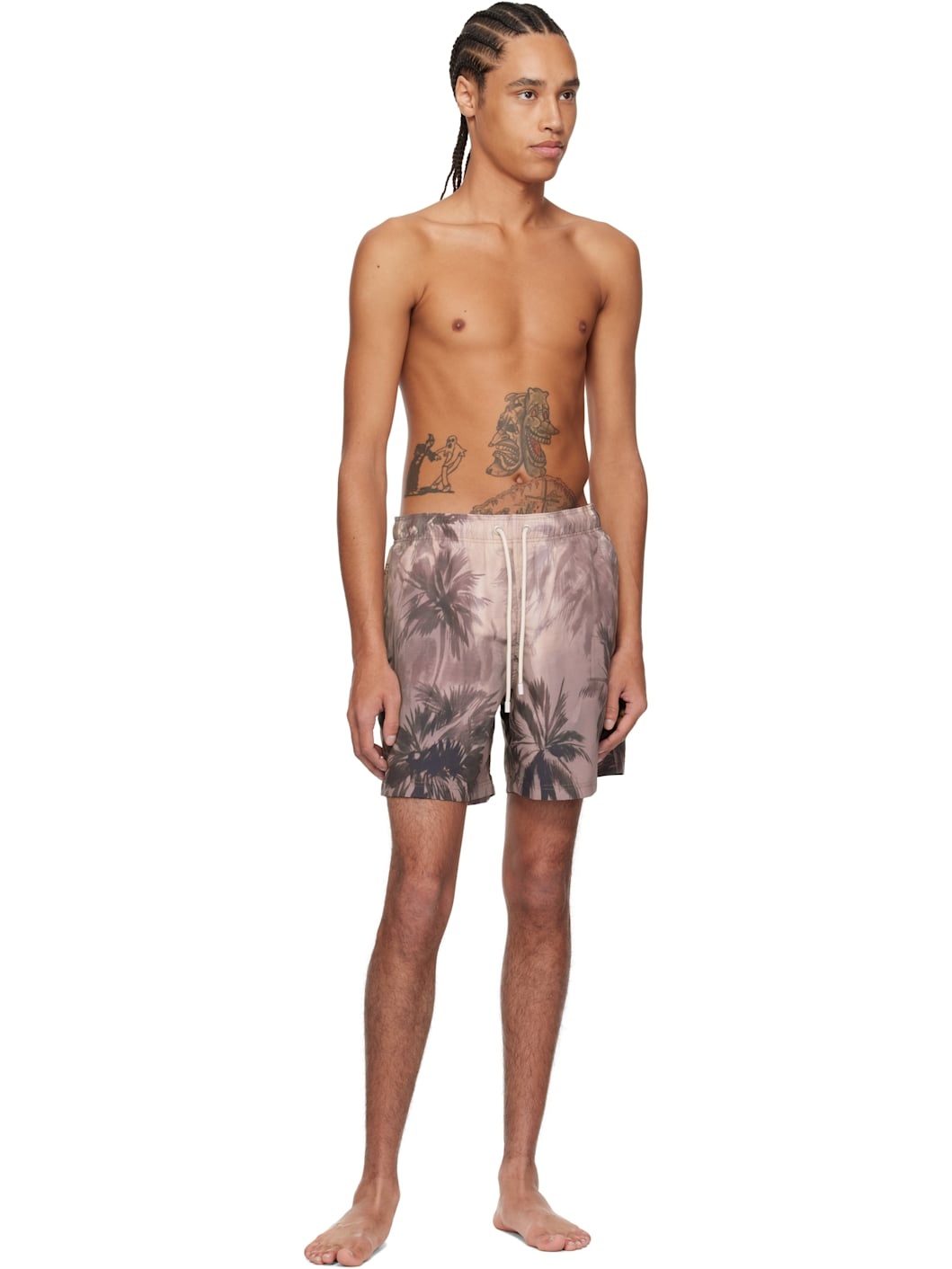 Taupe Sunset Palm Swim Shorts - 4