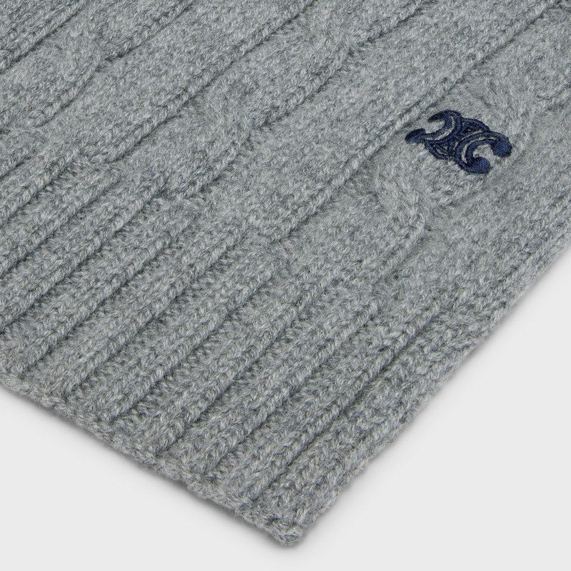 CELINE cable-knit triomphe scarf in cashmere outlook