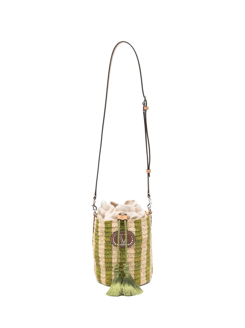 striped Vlogo raffia bucket bag 1