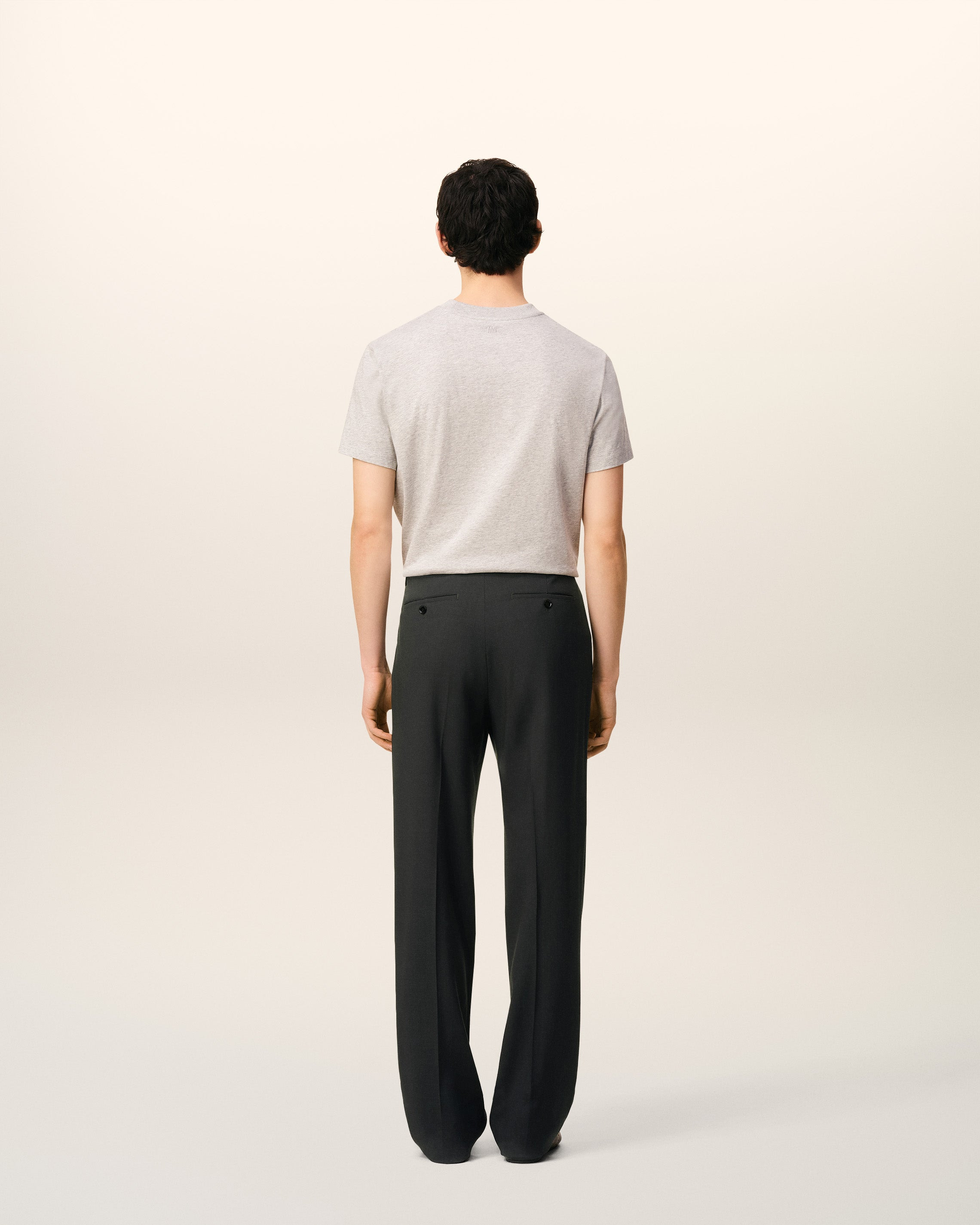 BLACK WOOL STRAIGHT TROUSERS - 4