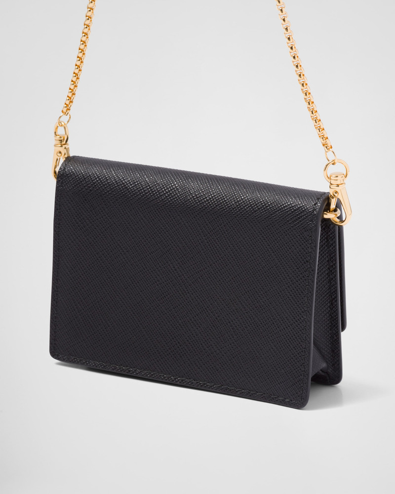 Saffiano leather card holder with shoulder strap 5