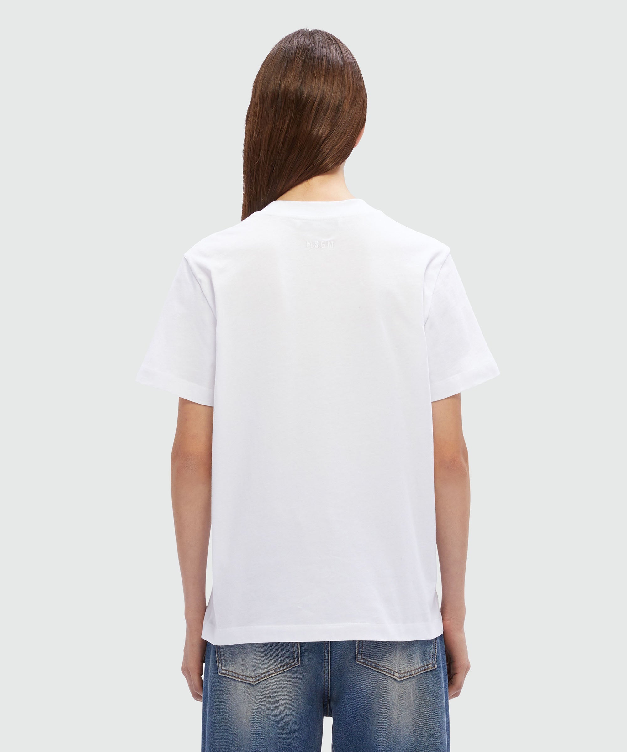 White cotton T-Shirt with rope MSGM logo - 3