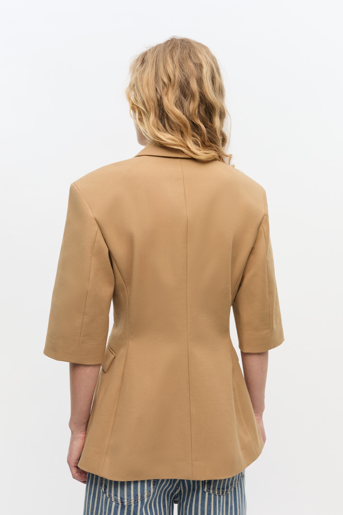 CAMEL 3/4 SLEEVE BLAZER - 4