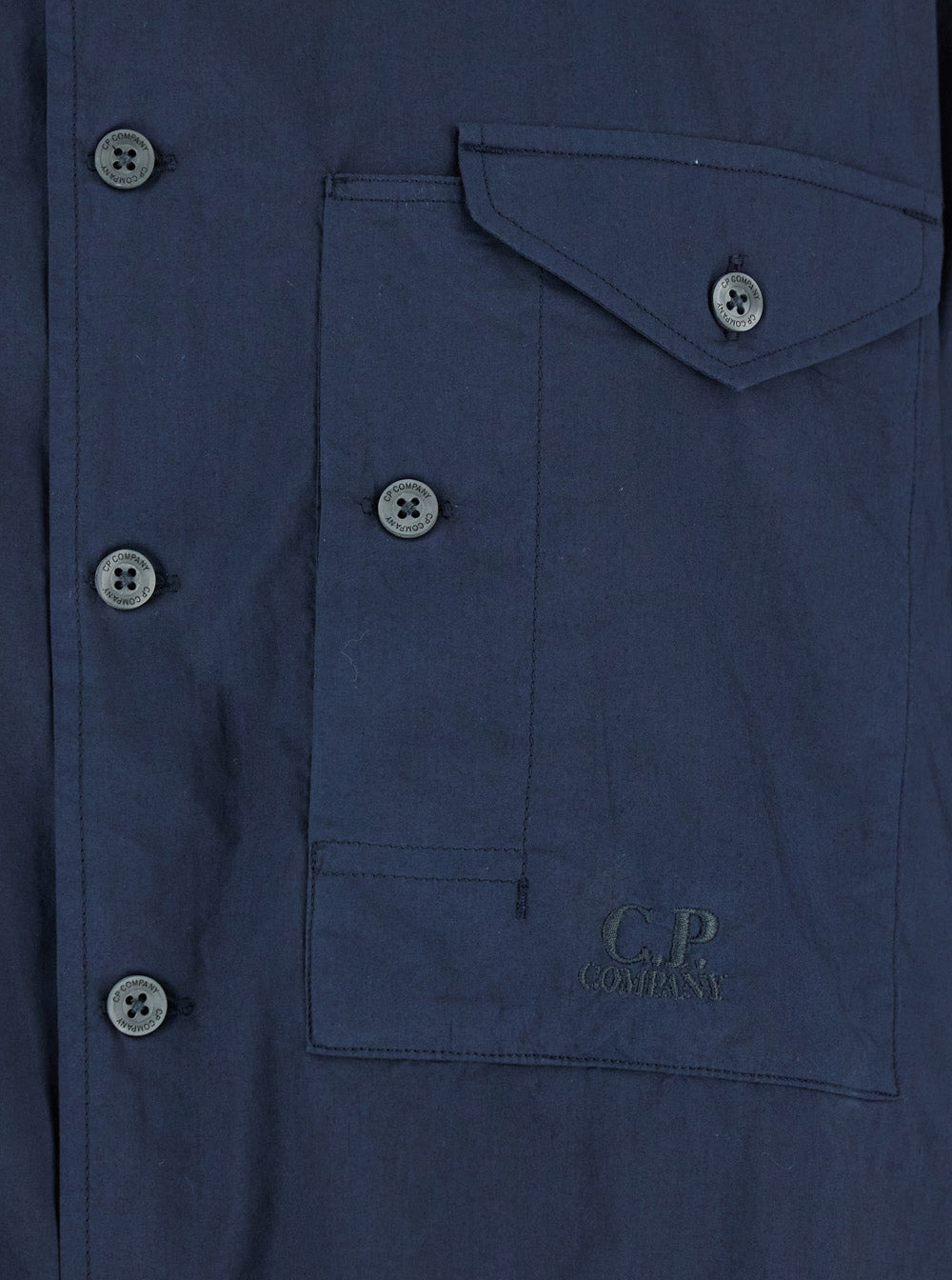 C.P. Company Men Blue Shirt With Classic Collar And Logo Lettering Embroidery On The Front In Cotton - 3